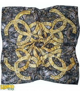 روسری پاییزه زمستانه نخی قواره بزرگ مشکی طلایی کد 1449