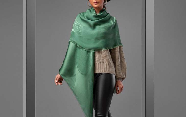 روسری ژاکارد ساده رنگی سبز